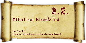Mihalics Richárd névjegykártya