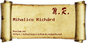 Mihalics Richárd névjegykártya